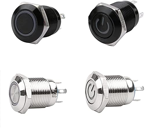 Bouton en métal noir oxydé 12mm interrupteur LED haute précision