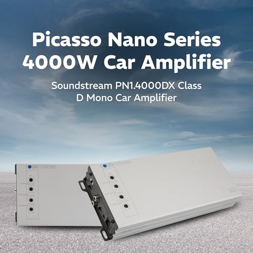 Image of SOUNDSTREAM Picasso Nano PN1.4000DX Monoblock Class D Car Stereo Amplifier - 1 Channel 4000W Compact Digital Amp with Wired Bass Control & High-Level Inputs for Subwoofers & Speakers (Renewed)