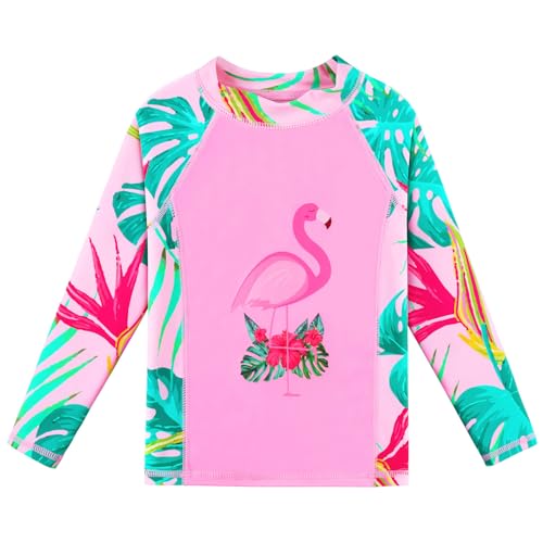 Image of BAOHULU Girls Rash Guard Swimsuit 2 Pieces Long Sleeve Bathing Suit UPF 50+ Quick Dry Beach Swimwear Size 3-14 Years