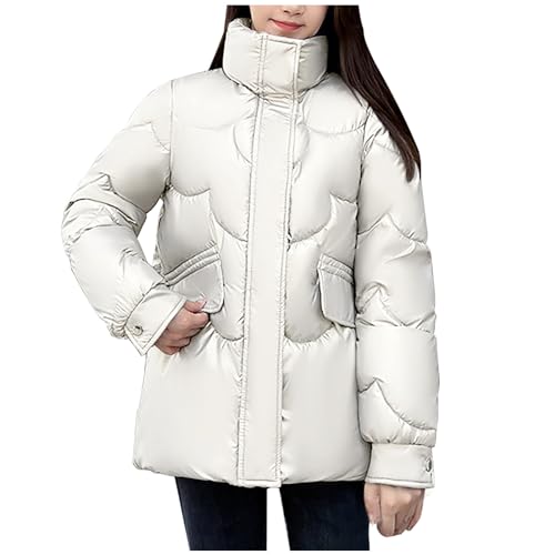 Puffer Jacket Womens Fashion Winter Quilted Jackets Warm Stand Collar Full-Zip Coats Thicken Waterproof Down Outwear