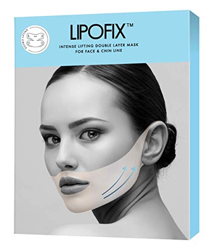 Preisvergleich Produktbild Lipofix Intensive doppelschichtige Lifting Gel Masken für Gesicht und Kinn / Doppelschichtmaske / Doppelkinnreduzierer / Gesichtsmasken / Hochwertige Inhaltsstoffe (7 MASKEN)