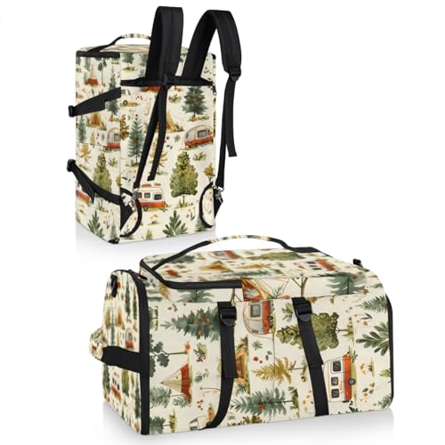 Happy Camper Travel Backpack Carry On Flight Approved for Women Men, 18.9 Inch Large Farmhouse Camping Airline Approved Luggage Weekender Backpacks2