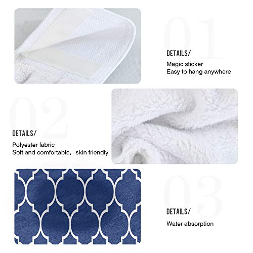 Aslsiy Moroccan Tile Low Pile Trellis Hanging Kitchen Towels Moroccan Lattice Pattern Bathroom Hand Tie Towel Fast Drying Dish Tea Towels For Bath Tabletop Gym Home Decor Set Of 2 #TOP4