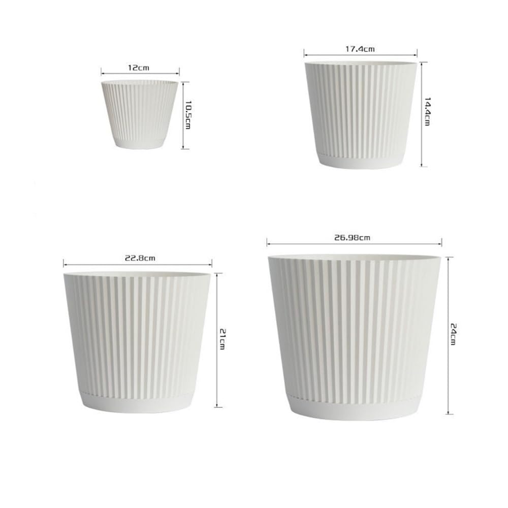 Vaso for fiori in resina, fioriera for interni ed esterni, vasi da fiori rotondi con foro di drenaggio e vassoio(Medium)