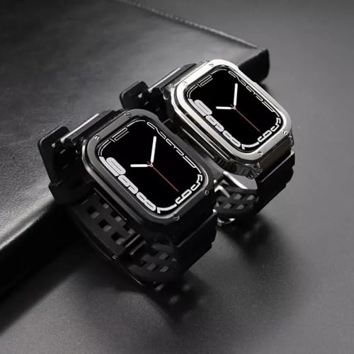 SUPLINK Compatible with Apple Watch Strap 44 mm with Bumper Case,Mens Stainless Steel Metal Rugged Protective Cover with TPU Strap for iWatch Series 6 SE 5 4(Space Grey) - Image 3