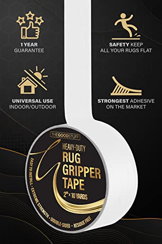 The Good Stuff Rug Gripper Tape For Hardwood And Laminate Floors [10 Yards/Extreme Strength] Keep Rug In Place On Carpet, Laminate, Tiles, And Wooden Floors, With Rug Tape Carpet Tape Double Sided #TOP3