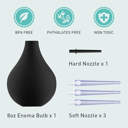 Image of 4Pcs Bulb for Men, 220 Ml Capacity, Gentle and Effective for Constipation (black)