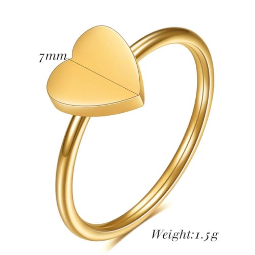 Women's Stainless Steel Simple 7mm Peach Heart Alphabet A to Z Initial Rings Wedding Engagement Statement Jewelry2