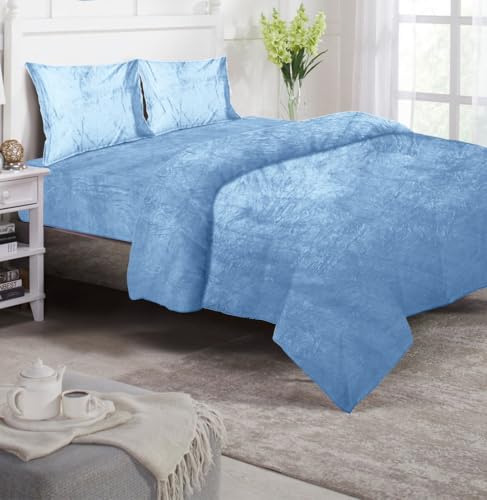 Image of Amazing Super Soft Double Bed Woollen Quilt Cover, 310TC Warm Duvet Cover, Woolen Duvet Cover /Rajai Cover /Blanket Cover /Quilt Cover King Size=90x100 Inches, Winter Blanket Cover (Sky)