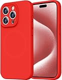 ALOFOX Magnetic for iPhone 15 Pro Case,Compatible with MagSafe,[Soft Anti-Scratch Microfiber Lining] Silicone Shockproof Protective Phone Case for Men Women Girls 6.1' Case-China Red