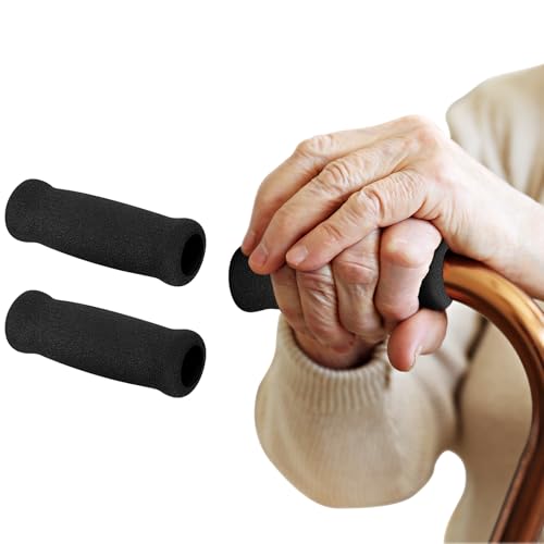 supregear Empuñadura para Bastón, Reemplazo de Mangos de Espuma para Bastón de Paseo y Bastón de Bicicleta, Mango de Espuma 11.5 x 2.5 x 2.5 cm, Negro (2 Piezas)