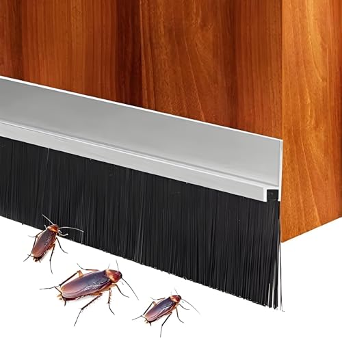 ARATERVIO Bürstendichtung aus Aluminium 100cm Türbodendichtung mit Nylonborsten Zugluftstopper Insektenschutz Schallschutz für Türen Schiebetüren Garagentore Fenster Wetterfeste Dichtleiste (1 Stück)