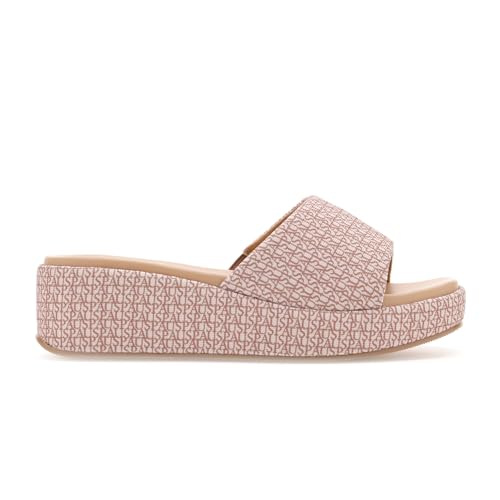 Image of U.S. POLO ASSN. Savina Brown Monogram Print Wedges With Premium Upper