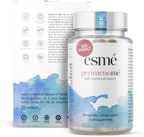 Esme Menopause Supplements Perimenopause Supplements 1 Month Supply - Daily Support for The Early Stage of Menopause – 60 Capsules - Includes Ashwagandha, Vitamins and Red Clover