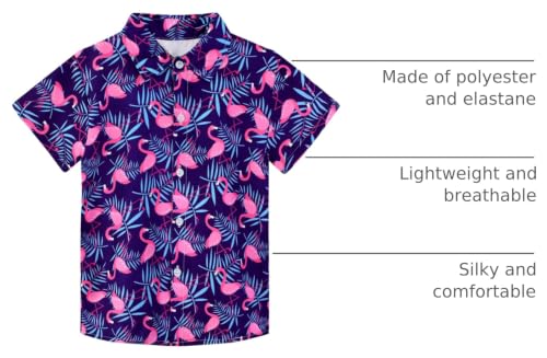 Image of XiaoMoSha Hawaiian Shirts for Boys Button Down Shirt Short Sleeve Shirts Girls Hawaiian Shirt Summer Beach Tops for Kids