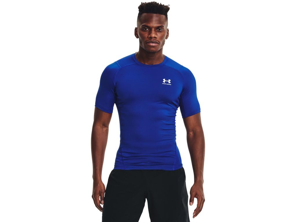 Under Armour Men's HeatGear Compression Short-Sleeve T-Shirt, Carolina Blue (475)/White, S