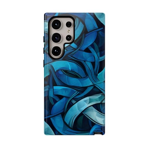 Coque Samsung S24 Ultra résistante motif nœud celtique bleu brillant protection antichoc rigide