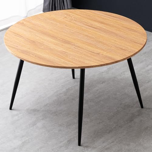 タンスのゲン 伸長式ダイニングテーブル 単品 3段階伸長 丸テーブル マグネット伸長 エクステンションテーブル 折りたたみ 円形 半円形 楕円形 木目調 ブラック脚 72600058(91745)