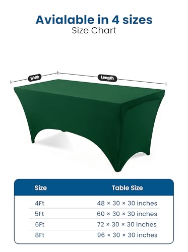 Image of Utopia Kitchen Spandex Tablecloth 1 Pack[6FT, Emerald Green] Tight, Fitted, Washable and Wrinkle Resistant Stretch Rectangular Patio Table Cover for Event, Wedding, Banquet & Parties[72Lx30Wx30H Inch]