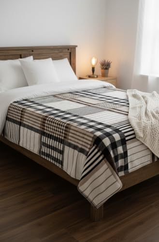 Genérico Manta de sofá a Cuadros 130x160 cm – Suave, Ligera y de poliéster – Decorativa y acogedora para hogar y Cama
