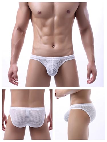 Men's Spandex Low Rise Eyelet Bikini Solid Briefs Underwear3