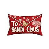 AVOIN colorlife Christmas to Santa Claus Snowflake Envelope Throw Pillow Cover, 12 x 20 Inch Winter Holiday Cushion Case Decoration for Sofa Couch
