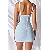 Women Dress Sexy Summer Halter Sleeveless Bodycon Casual Party Tank Top Dress Straps Midi Spaghetti Dress (Blue, Small)