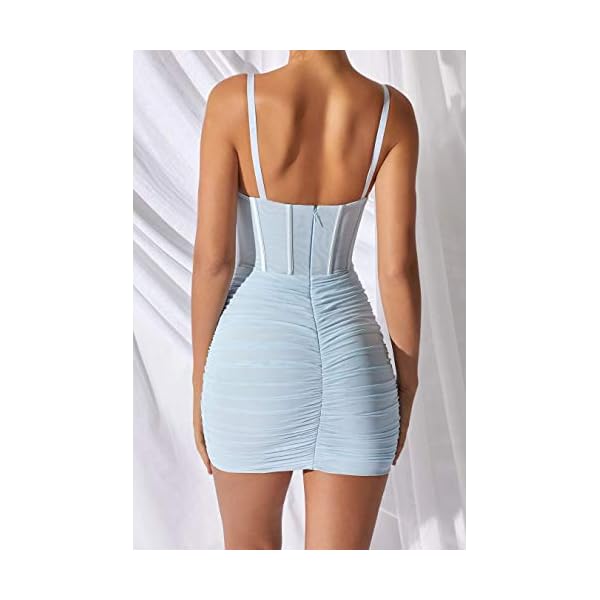 Women Dress Sexy Summer Halter Sleeveless Bodycon Casual Party Tank Top Dress Straps Midi Spaghetti Dress (Blue, Small)