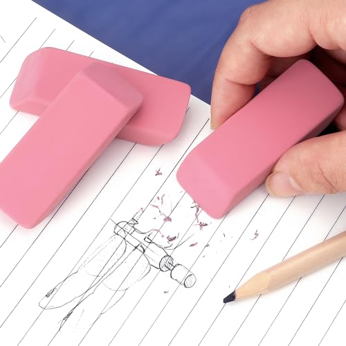 Image of Tamaki Large Erasers, Pink, Pack of 6 | Pencil Erasers for Drawing, Artist Eraser