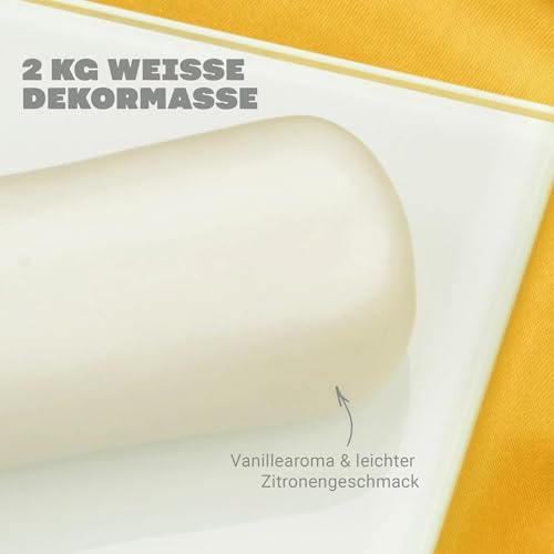 Massa Ticino Fondant Weiß 2x 1kg – Premium Zuckermasse für dekorative Kuchen, Rollfondant - Perfekt für Torten, Modellierungen & Dekorationen – weißes Fondant für Profi- und Hobbybäcker