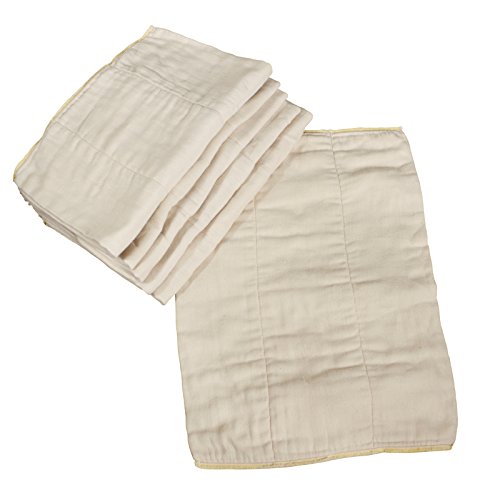 Image of OsoCozy Unbleached Prefold Cloth Diapers 100% Cotton, Durable, Soft, Absorbent, Sustainable & Economical - dims, Fits size range. - (Size)