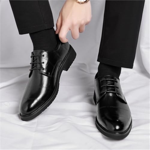 Men's Lace up Dress Shoes Genuine Leather Oxfords Comfortable Slip Resistant Low Top Business Casual British Style Wedding Footwear2