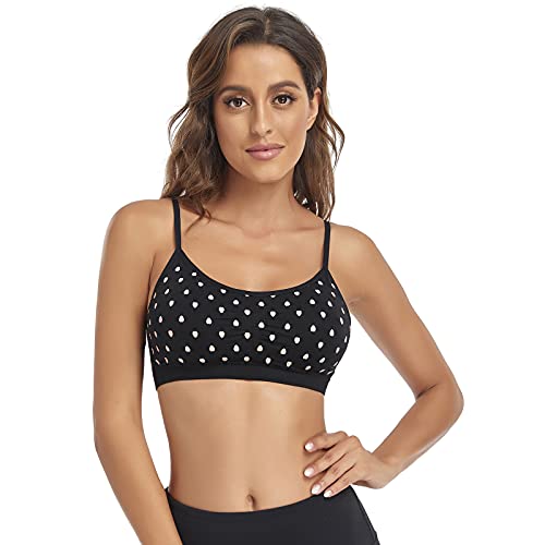 Image of Litthing Bralettes Padded for Women Cami Strap Bra Seamless Sportsbra Wireless Comfort Yoga Lightly T-Shirt Tank Tops