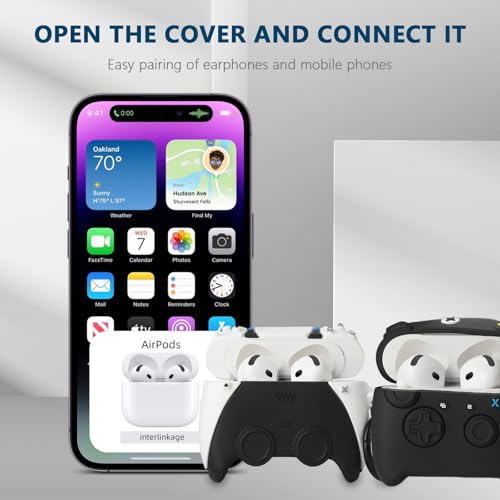 Image of [2Pack] Gedicht for Apple Airpods 4th Generation Case Cover(2024), Cute Cartoon Game Consoles Soft Silicone Protective Cases for Airpods 4 Case with Keychain for Women Men, Controller Black+White