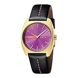 Esprit ES1L035L0035 Spectrum Purple Black Uhr Damenuhr Lederarmband vergoldet 5 bar Analog Schwarz