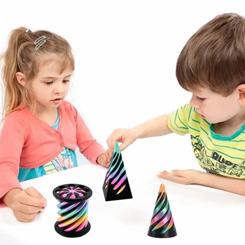 3Pcs Impossible Cone Fidget Toys 3D Printed Spiral Cone Fidget Toy,Impossible Pyramid Passthrough Sculpture Mini Stress Relief Desktop Decorations Toy For Kids Adult Gift 8*8*8cm - Image 5