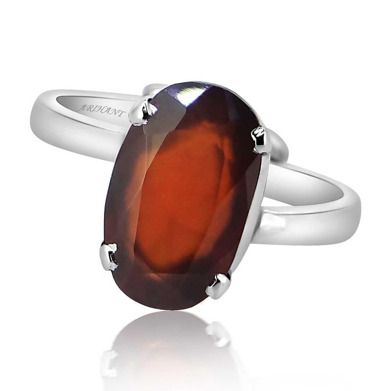 4.25 to 12.25 Ratti Adjustable Hessonite Garnet (Gomed) Ring with 925 Sterling Silver | Astrological Gemstone | Positive Effects | Unisex, Suitable for Men & Women-image-20