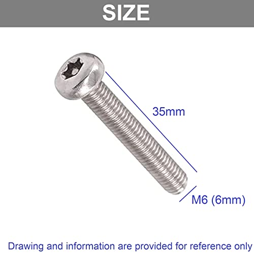 TERF® M6 X 35mm Pan Head Security Torx Machine Screws M6 (6mm) X 35mm Tamper Resistant Torx Socket Pan Head Machine Screws (Bolt) - Image 4