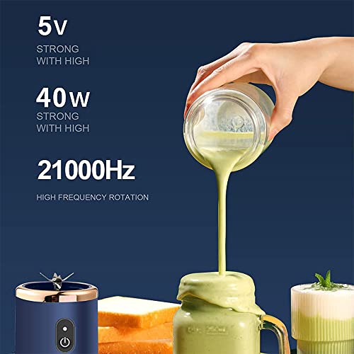 Personal Blender multifunctionele, draagbare blender, USB-blender, mini-mixer met 6 messen, smoothiemaker met 2 draagbare bekers, 400 ml, voor fruit, groenten, shakes en ijsversnipperaar - Afbeelding 6
