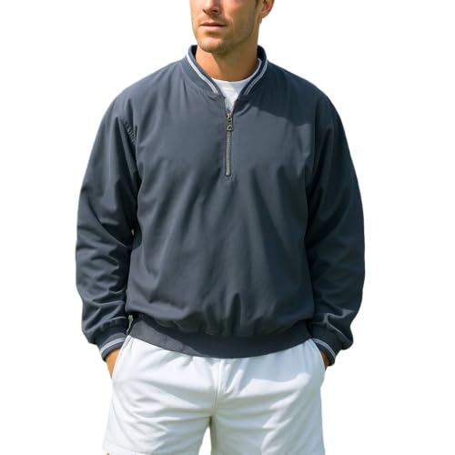 Akwa Men’s 1/4 Zip Golf Windshirt, Waterproof, Charcoal