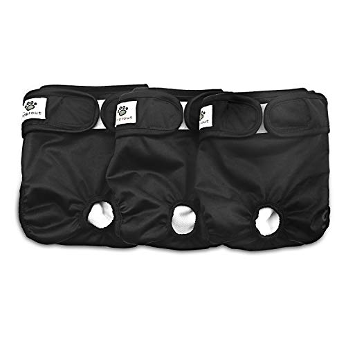 Hisprout Pañal para perro femenino reutilizable lavable durable perrito pañales pantalones (S,Negro)