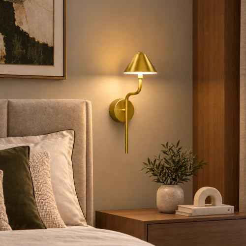 Image of Murphy Cone Glow 6W LED Wall Lamp Pack of 1 | 3-in-1 Color Changing (Cool White /Natural White /Warm White) | Premium Gold Aluminium Finish | Decorative Wall Light | 2 Year Warranty