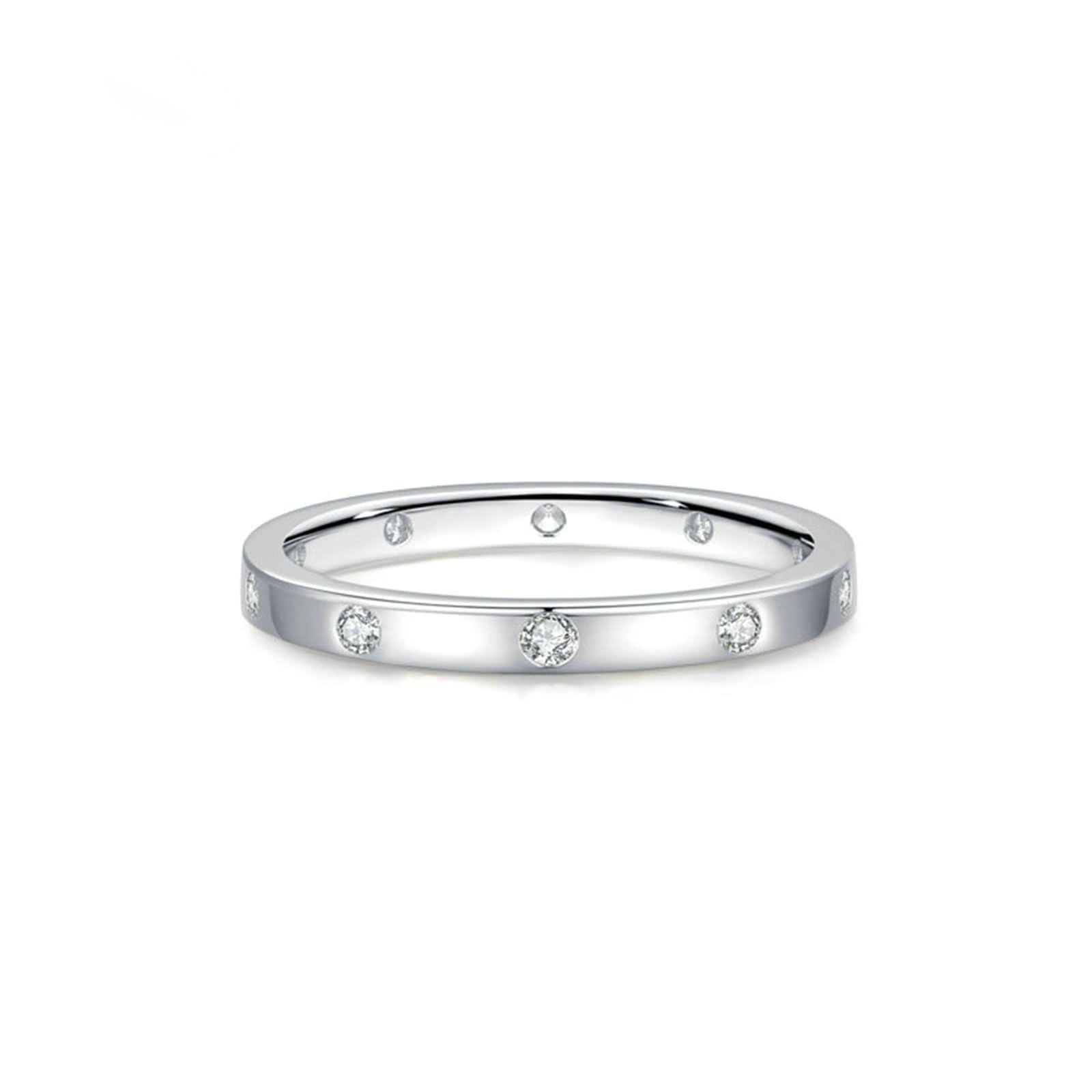 Anillos Mujeres para dedo medio, Anillos a juego Anillo apilable con Diamante Hecho en Laboratorio Plata Platino Tamaño 61 (19.4)