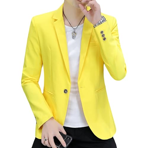 Men Slim Fit Casual Business Blazer Solid Color One Button Stylish Suit Jacket Comfort Versatile Trendy Sport Coat