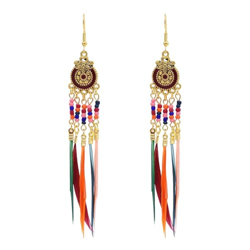 Boucles d'oreilles en plumes pour femmes : bijoux de suspension bohème faits main