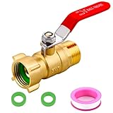 Ceaeso Brass Garden Hose Shut Off Valve Full Flow, No Restricted-Flow Water Shut-Off Connector, 3/4' GHT x 3/4' GHT Garden Hose Full Port Ball Valve Adapter