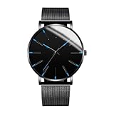 Orologio Al Quarzo Da Uomo - Orologio Con Cinturino In Rete | Orologi Da Polso Da Uomo Minimalisti Alla Con Lancette Blu, Oroogio Da Lavoro Analogico Casual Impermeabile Ultrasottile In Acciaio