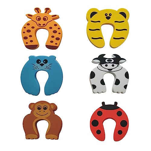 CUHZA Baby Schaumstoff Türstopper，6 Stück Klemmschutz Schaumstoff Türstopper，Türstopper Schaumstoff，Tier Türstopper Kindersicherung für Türen Fenster, Finger Klemmschutz Kinder Sicherheit