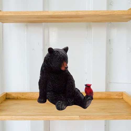 Figura Decorativa de Oso Negro con Cardenal, 5 Pulgadas miniatura 5