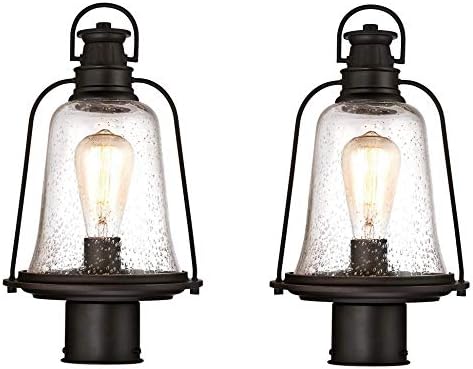 Westinghouse Lighting 6347000 Brynn One-Light Outdoor Post-Top Fixture, Oil Rubbed Bronze Finish with Highlights and Clear Seeded Glass